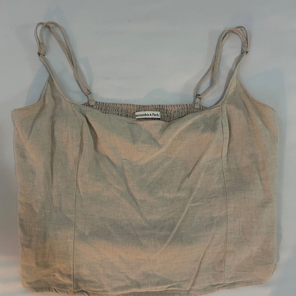 Abercrombie & Fitch Tan Ruched Camisole Sleeveless Top